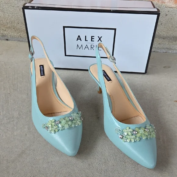 Alex Marie Mint Green Slingback Heels. 10M - Picture 2 of 9